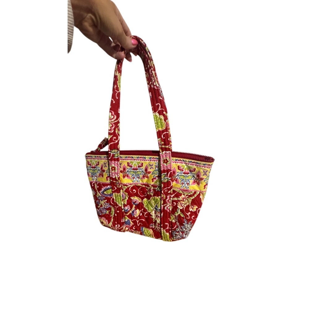 Vera Bradley Small Quilted Tote Bag Red Floral Paisley‎ Mesa Red Zipper Handbag